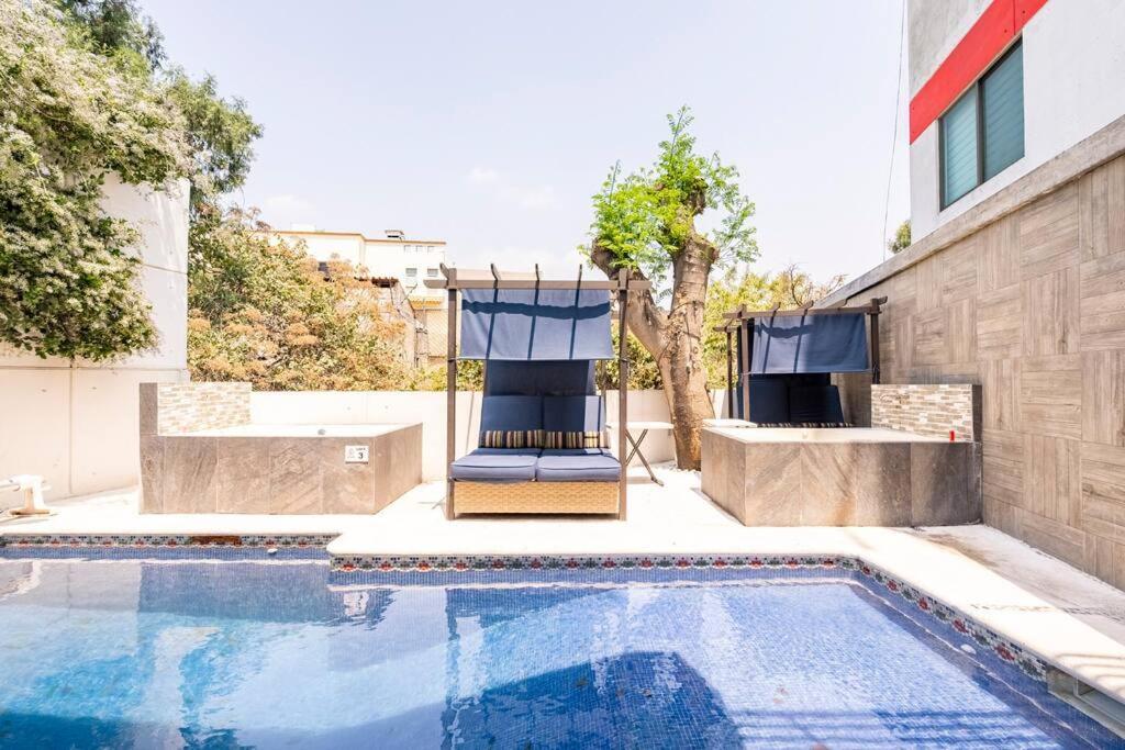 Loft Arte Y Diseno, Terraza, Asador, 3 Pantallas "Cuernavaca Somos El Unico Airbn Que Te Ofrece 2 Exclusivos Jacuzzis Profesionales Con Agua Caliente Y Sistema De Hidromasaje, Tipo Spa" Fraccionamiento Vigilancia 24 Horas Apartment Ngoại thất bức ảnh